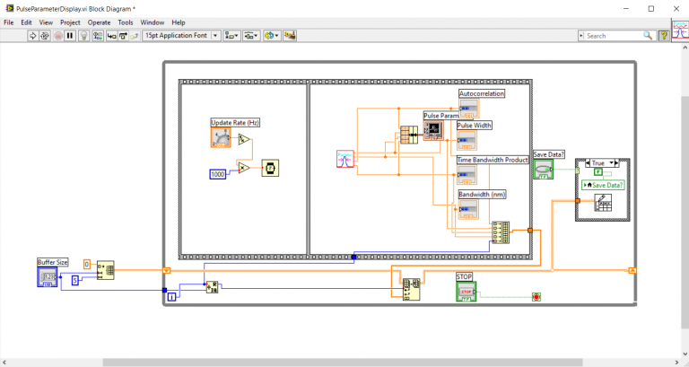 LabView_PulseParameterDisplayBlockDiagram | Mesaphotonics